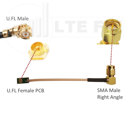 U.FL Female PCB to SMA Male Right Angle Adapter Pigtail