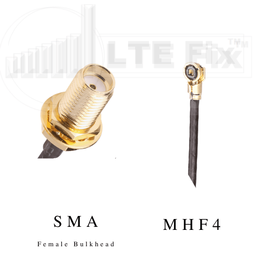 MHF4 Female (Right Angle) to SMA Female Bulkhead (Straight) Pigtail Cable