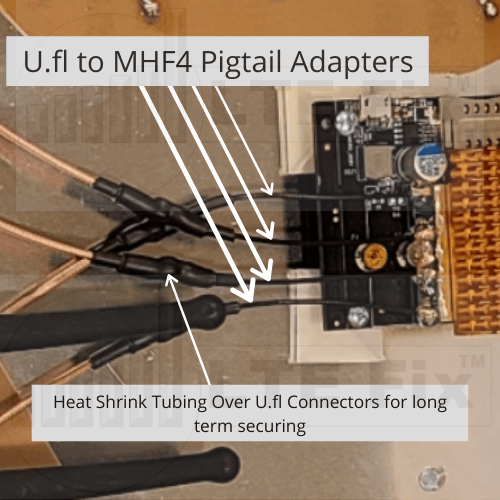 UFL to MHF4 Pigtail Adapter on 4x4 MIMO RJ Panel Antenna