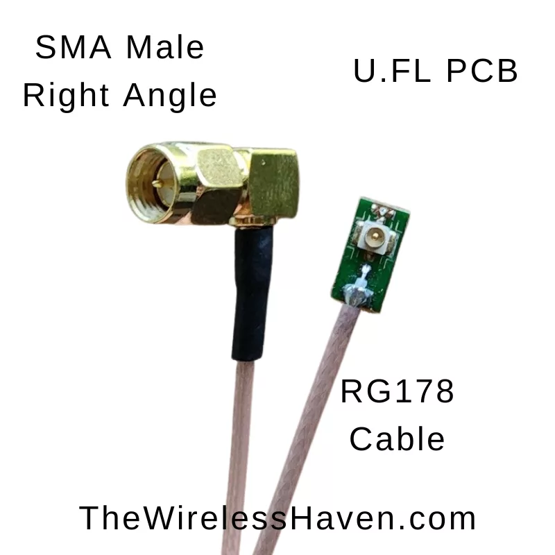 U.FL Female PCB to SMA Male Right Angle Adapter Pigtail-WirelessHaven
