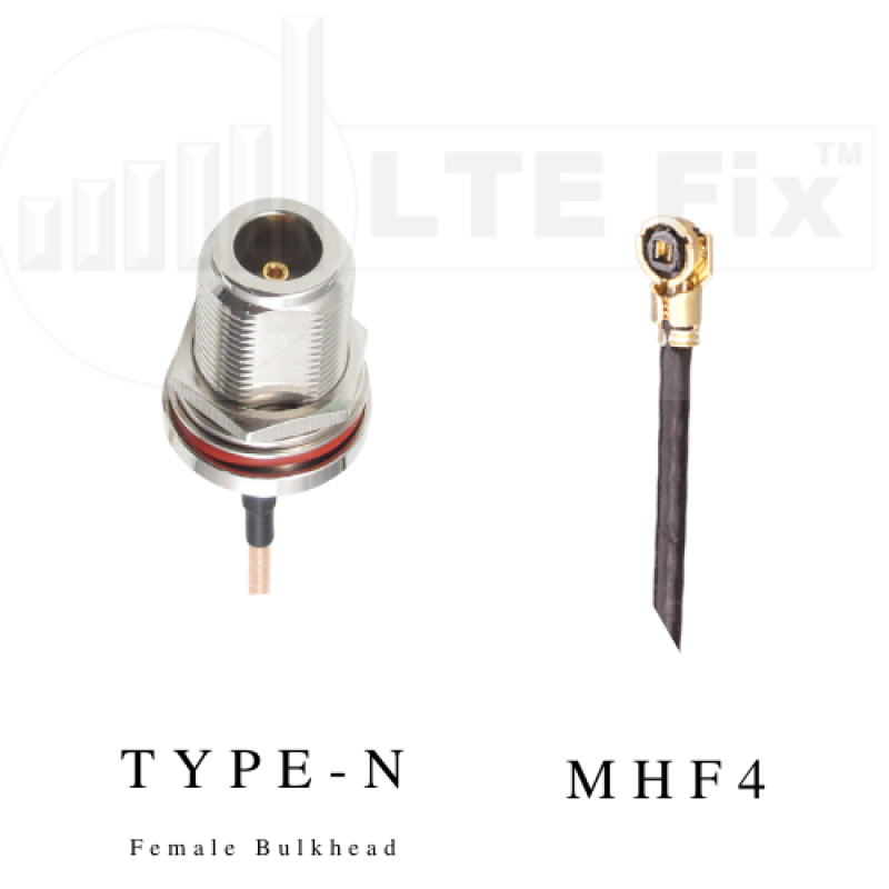 MHF4 Female Right Angle to N Female Bulkhead Straight Cable 2