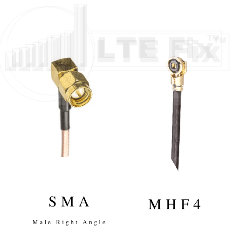 MHF4 Female (Right Angle) to SMA Male (Right Angle) Pigtail Cable