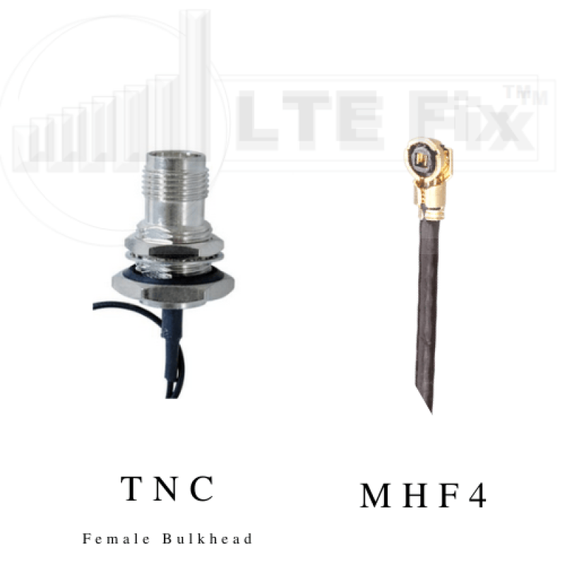 MHF4 Female (Right Angle) to TNC Female Bulkhead (Straight) Pigtail Cable